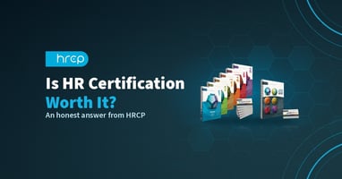HRCP logo and the headline Is HR Certification Worth It? beside 2026 HRCP study guides and flashcards on dark blue.